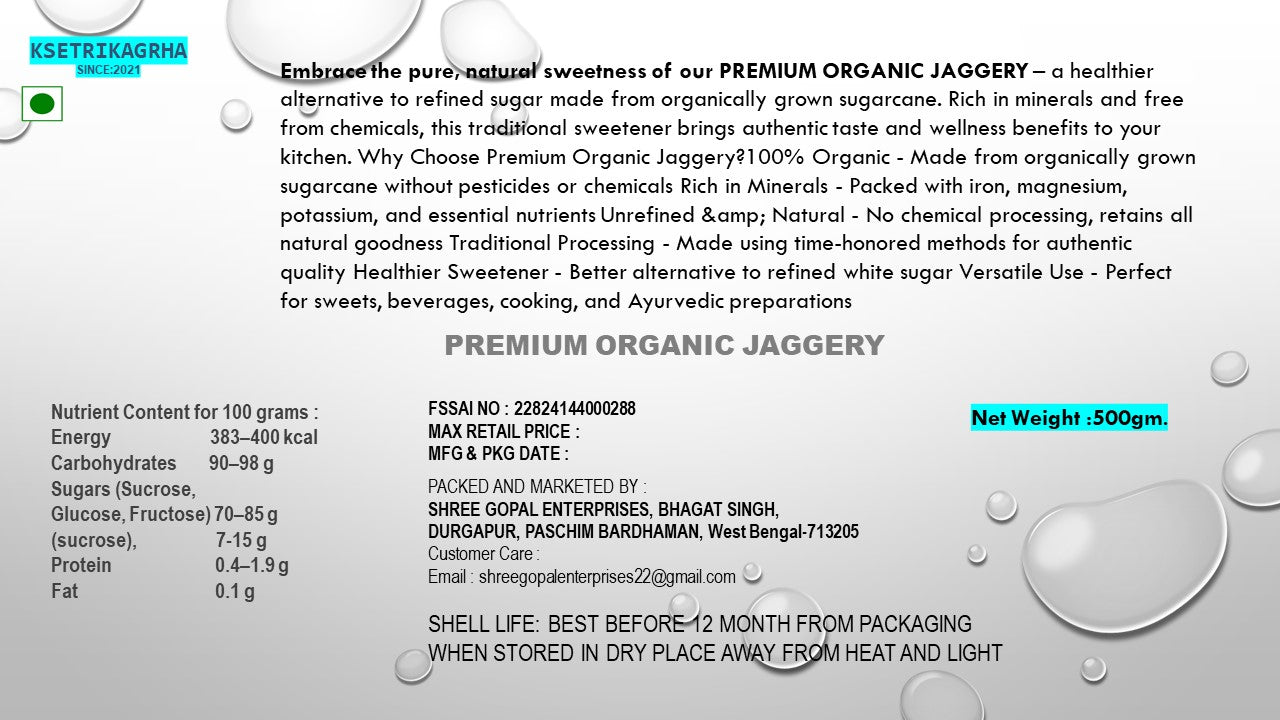 PREMIUM ORGANIC JAGGERY 500 grams